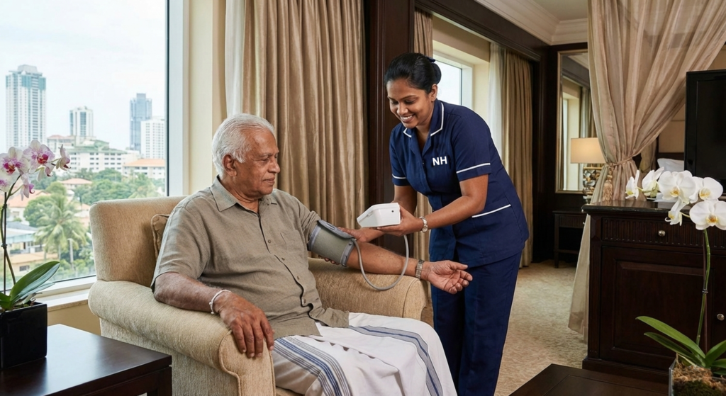 Daily health activities of the elder care service in Sri Lanka